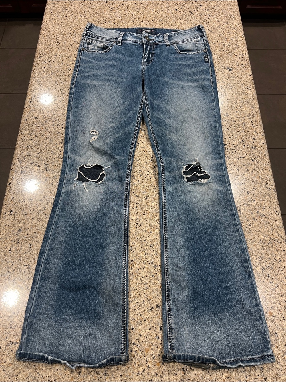 Silver Jeans co suki fluid denim mid boot 29 distressed z17